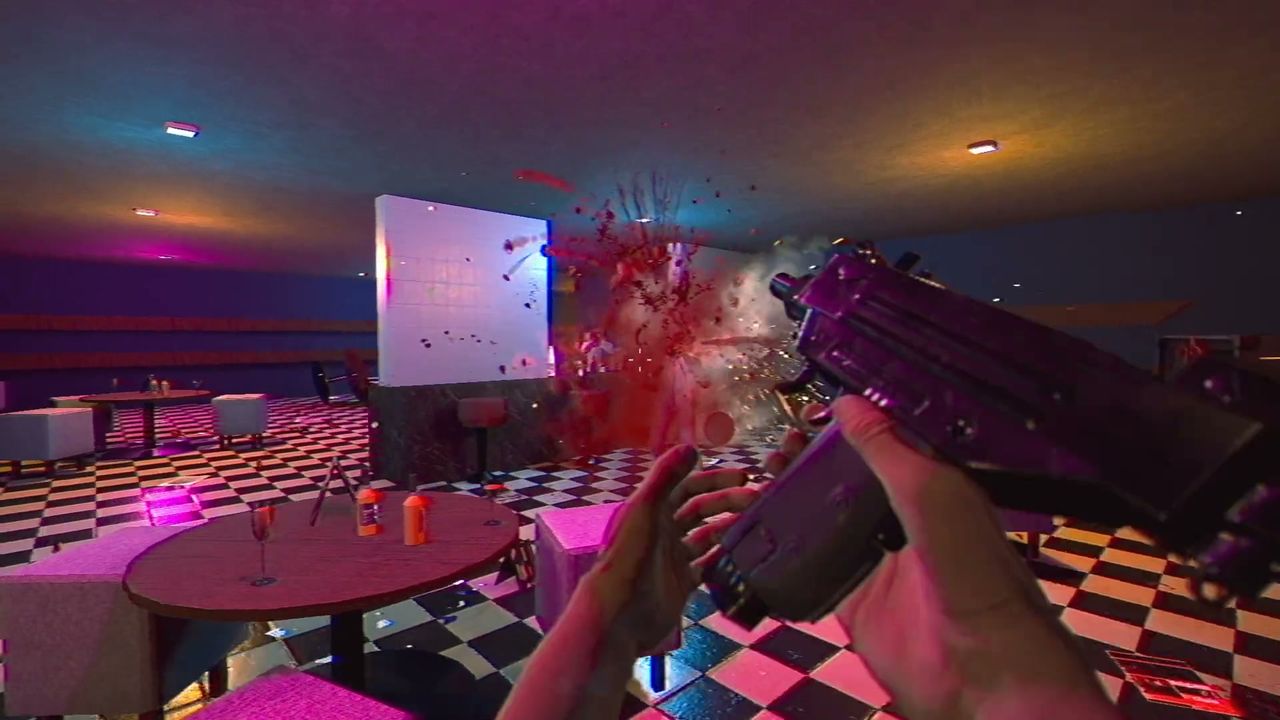 Official screenshot: indoor scene with debris