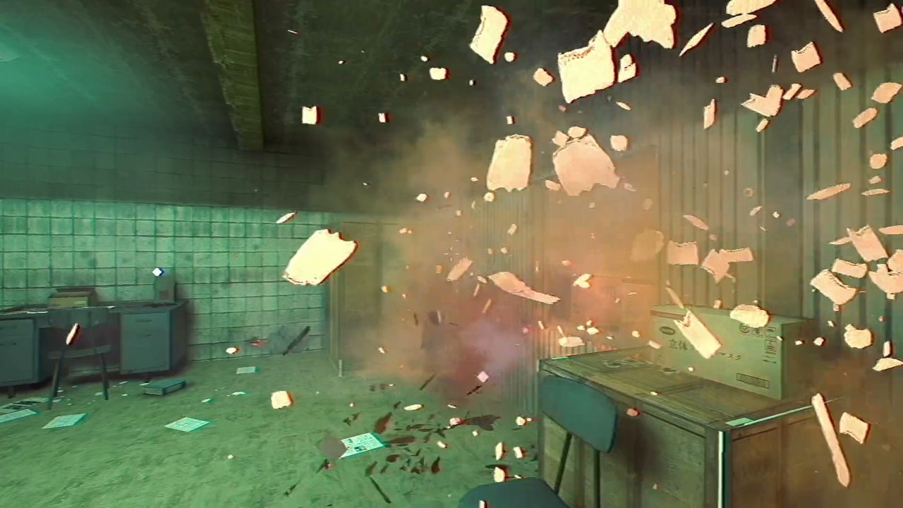 Official screenshot: dark interior with amber lighting